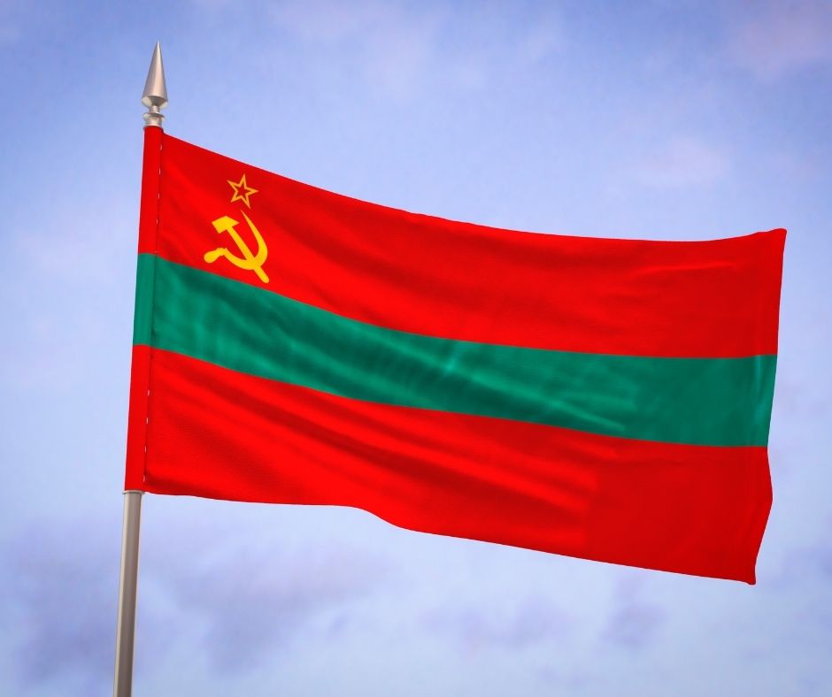 Bandiera della Transnistria con evidente riferimento all'Unione Sovietica